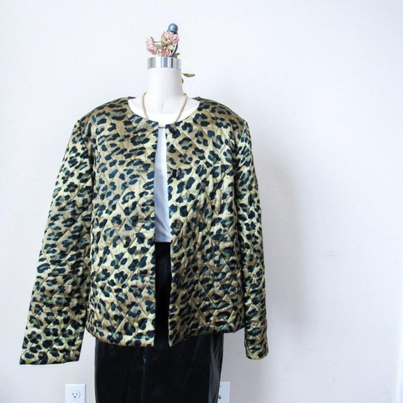 VINTAGE Animal Print Quilted Puffy Jacket RARE - Picture 7 of 8